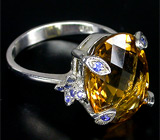 Кольцо с цитрином мадейра и синими сапфирами Серебро 925