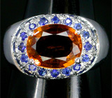 Перстень с цитрином мадейра и сапфирами Серебро 925