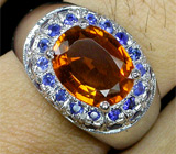 Перстень с цитрином мадейра и сапфирами Серебро 925