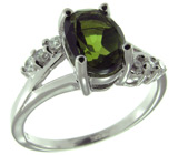 Кольцо с молдавитом и цирконами Серебро 925