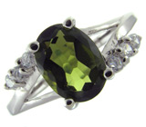 Кольцо с молдавитом и цирконами Серебро 925