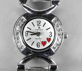 Часы со шпинелью и кубиком циркония Серебро 925