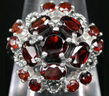 Эффектное кольцо с гранатами Серебро 925