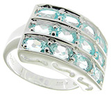 Стильное кольцо с нежно-голубыми топазами Серебро 925