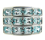 Стильное кольцо с нежно-голубыми топазами Серебро 925