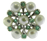 Кольцо с жемчугом и изумрудами Серебро 925