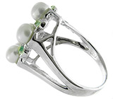 Кольцо с жемчугом и изумрудами Серебро 925
