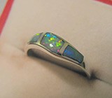 Кольцо-волна с черными опалами высокого качества