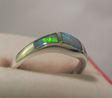 Кольцо-волна с черными опалами высокого качества Серебро 925