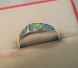 Кольцо-волна с черными опалами высокого качества Серебро 925