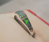 Кольцо-волна с черными опалами высокого качества Серебро 925