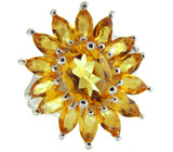 Кольцо с золотистыми цитринами Серебро 925