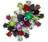 Великолепное кольцо с самоцветами Серебро 925