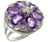 Эффектное кольцо с аметистами Серебро 925