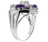 Эффектное кольцо с аметистами Серебро 925