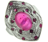 Элегантное кольцо с розовыми сапфирами Серебро 925