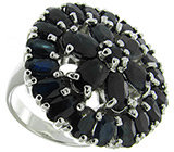 Крупное кольцо с насыщенно-синими сапфирами Серебро 925