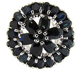 Крупное кольцо с насыщенно-синими сапфирами Серебро 925