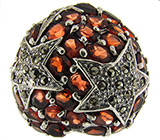 Кольцо "Звездопад" с гранатами Серебро 925