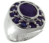 Перстень с насыщенно-синими сапфирами Серебро 925