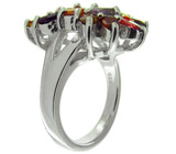 Яркое кольцо с разноцветными турмалинами Серебро 925