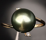 Кольцо с титановой жемчужиной и бриллиантами Золото