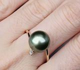 Кольцо с титановой жемчужиной и бриллиантами Золото