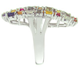 Крупное кольцо с разноцветными сапфирами Серебро 925