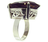 Стильное кольцо с крупным дымчатым топазом Серебро 925