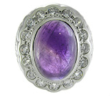 Замечательный перстень с аметистом-кабошоном Серебро 925