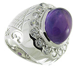 Замечательный перстень с аметистом-кабошоном Серебро 925