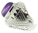 Замечательный перстень с аметистом-кабошоном Серебро 925