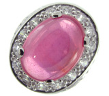 Ажурный перстень с кабошоном розового сапфира Серебро 925