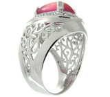 Ажурный перстень с кабошоном розового сапфира Серебро 925