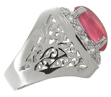 Ажурный перстень с кабошоном розового сапфира Серебро 925