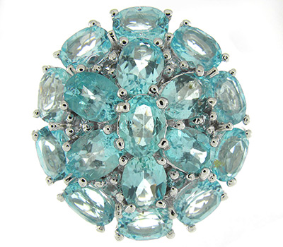 Роскошное массивное кольцо с небесно-голубыми топазами