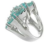 Роскошное массивное кольцо с небесно-голубыми топазами Серебро 925