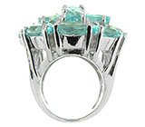 Роскошное массивное кольцо с небесно-голубыми топазами Серебро 925