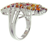 Крупное кольцо с разноцветными сапфирами Серебро 925