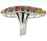 Крупное кольцо с разноцветными сапфирами Серебро 925