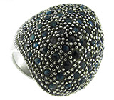 Крупное кольцо с сапфирами Серебро 925