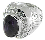 Замечательный перстень с аметистом-кабошоном Серебро 925