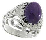 Перстень со сливовым аметистом-кабошоном Серебро 925