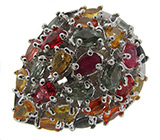 Кольцо с разноцветными сапфирами Серебро 925