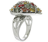 Кольцо с разноцветными сапфирами Серебро 925