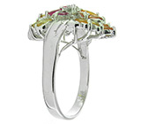 Кольцо с разноцветными сапфирами Серебро 925