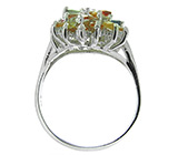 Кольцо с разноцветными сапфирами Серебро 925