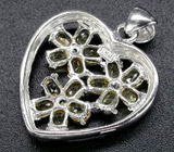 Кулон "Цветочное Сердце" с золотистыми цитринами Серебро 925