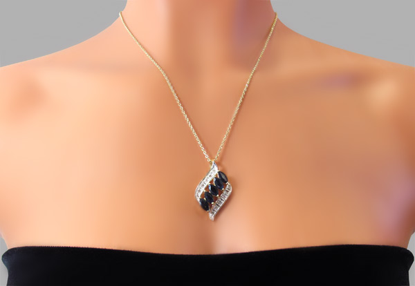 Кулон из коллекции "Imagination" с сапфирами и бриллиантами + цепочка