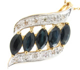 Кулон из коллекции "Imagination" с сапфирами и бриллиантами + цепочка Серебро 925